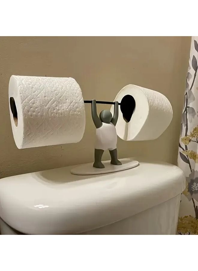 Grey Weight Sensitive Toilet Paper Holder No Drill Installation Durable Plastic Bathroom Storage - Image 5